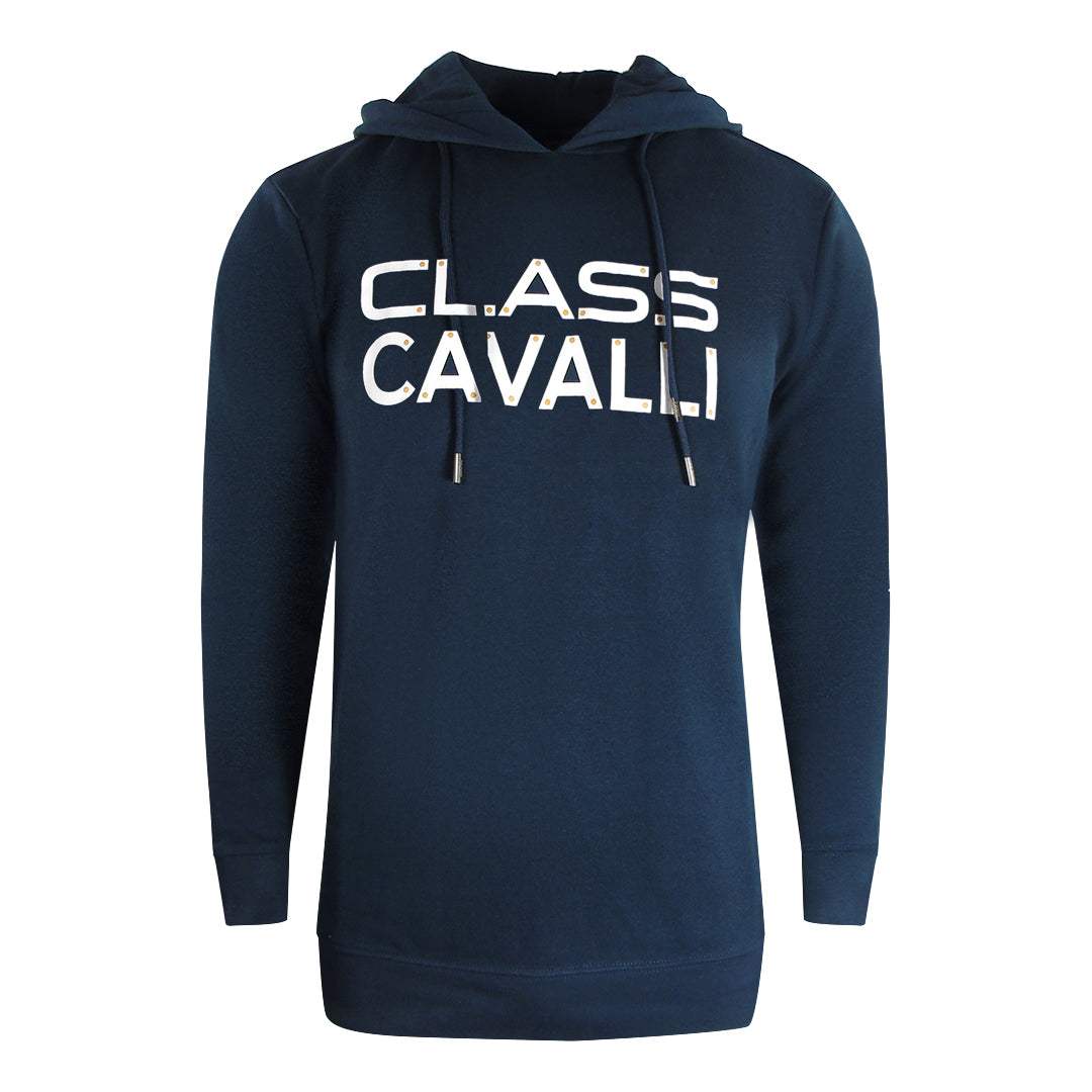 Cavalli Class Reverse Logo Navy Blue Hoodie M