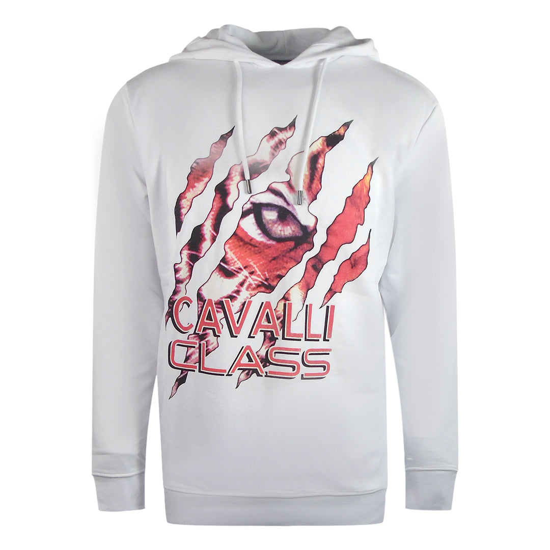 Cavalli Class Peeking Tiger Design White Hoodie M